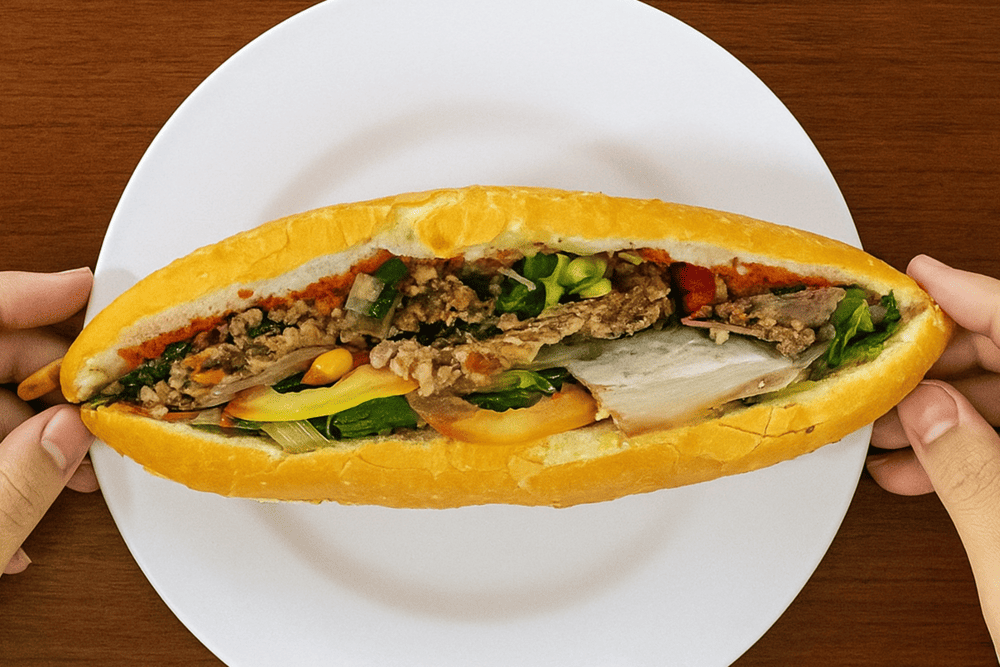 Each banh mi at Madam Khanh is filled with a combination of meats, fresh herbs, pickled vegetables and sauces